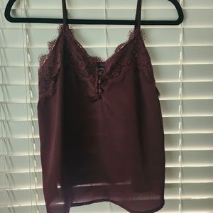 Satin Burgundy Top - Next Day Shipping
